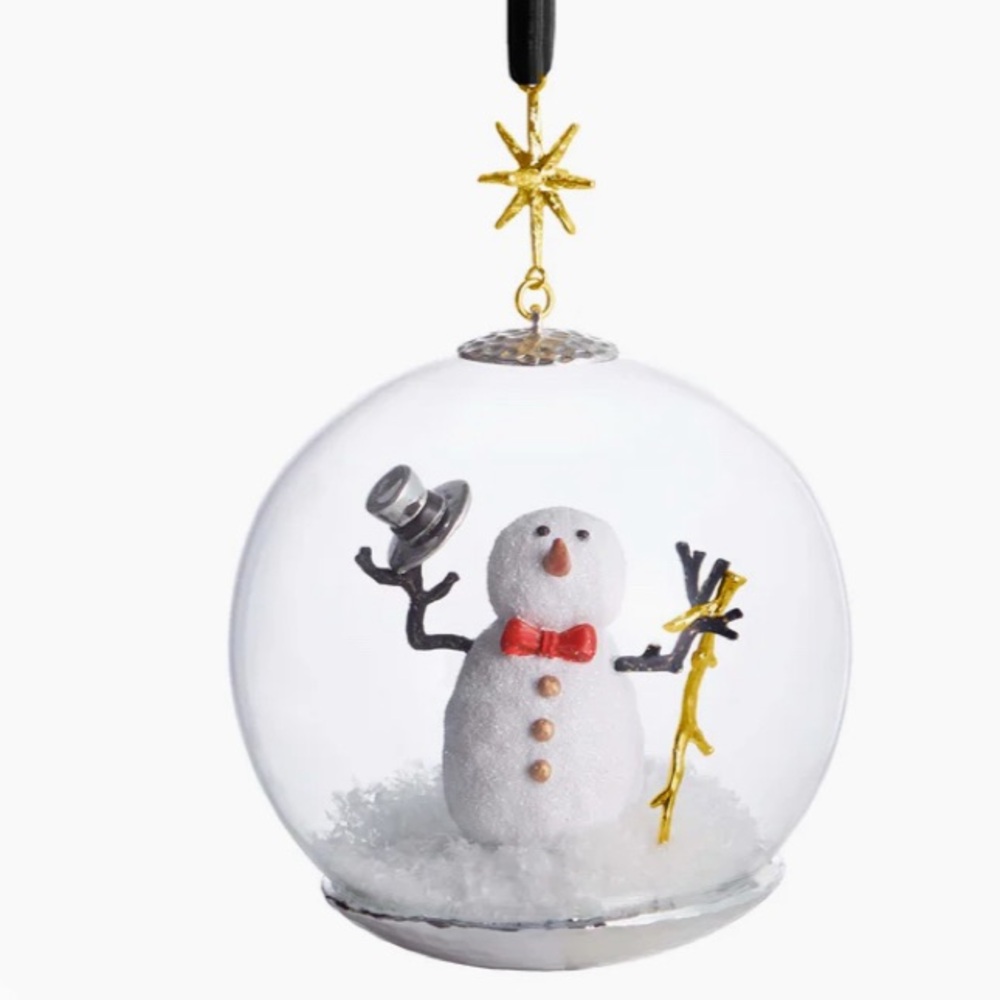 Snowman Holiday Ornament with Gold and Red Accents